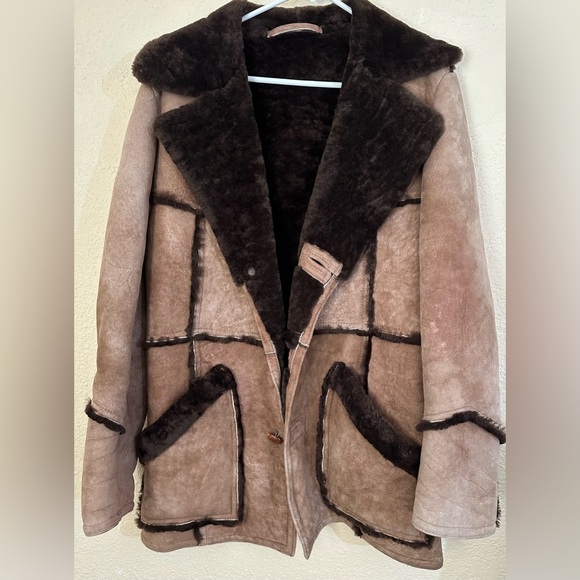 Matterhorn Napa CA 70s VTG Real Shearling Fur Mens Western Sheepskin Barn Coat - Picture 14 of 16